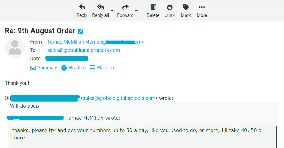 Transaction screenshot for RAK Online